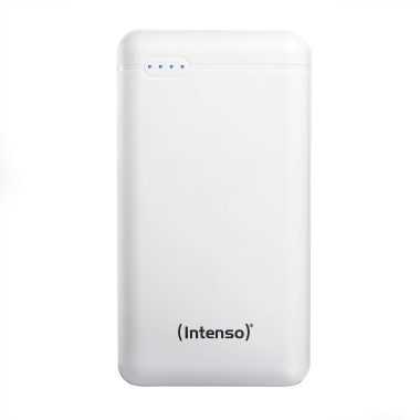 About this itemUniversal compatibility: The XS20000 Powerbank is compatible with basically all USB rechargeable devices such as iPhone 11/X/8/7/6 Plus, Huawei, Samsung Galaxy, iPad Air/Mini and other smartphones & tablets, Nintendo Switch, Actioncams, GoPro, digital cameras, navigation systems and more.Several charging options: 1x USB-A and 1x Type C connection allow two devices to be charged simultaneously. Input: 5.0V - 2.1A; Output: 5.0V - 3.1A fast charging is possible via Type C In/OutHugh Capacity: The power bank with 20000 mAh is perfect for business meetings, festivals and long trips.Safety protection: overvoltage protection, discharge protection, overcharge protection & short-circuit protection. 4 LED lightsScope of delivery: Intenso XS20000 Power Bank, USB A to Type C Charging cable